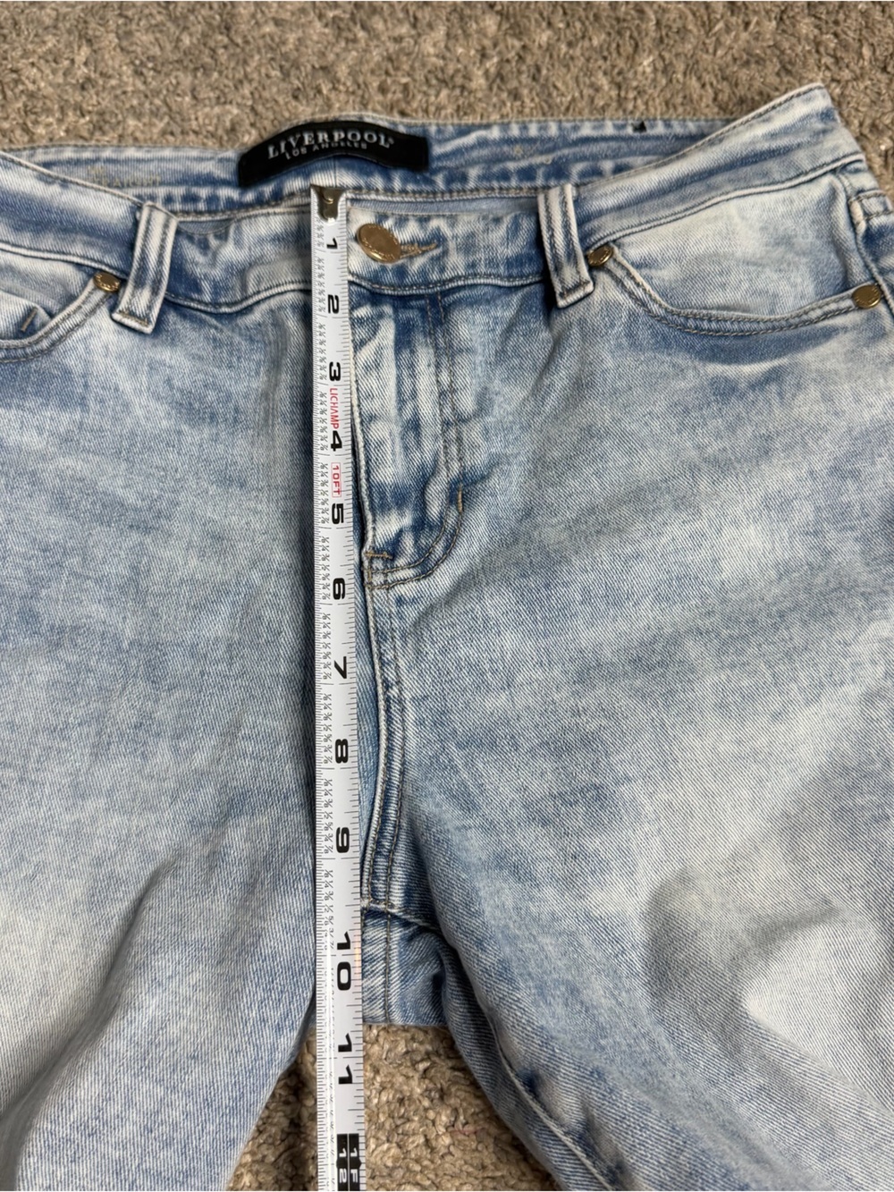 LIVERPOOL Los Angeles Jeans 6 acid wash fray hem straight leg skinny mid rise - Picture 6 of 7